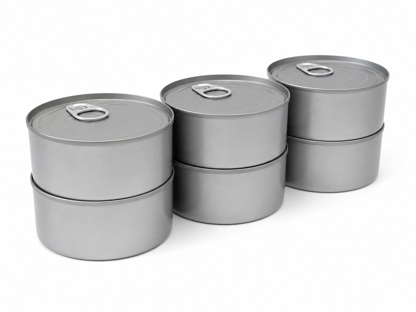 Seis latas sin funda termocontraíble