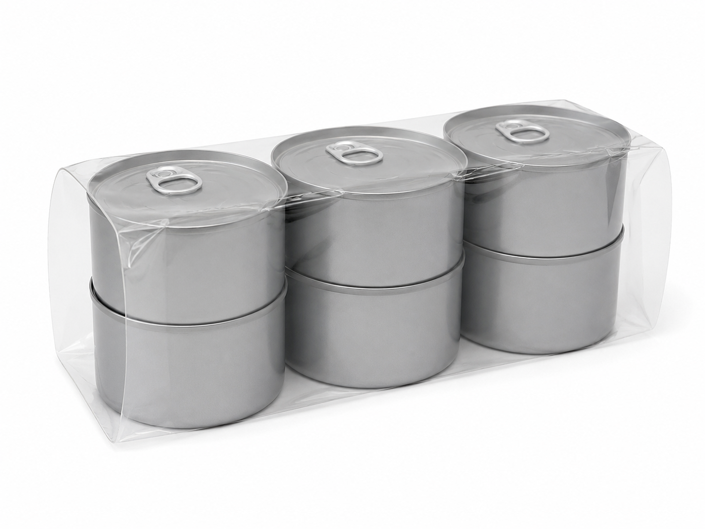 Seis latas dentro de funda sin encoger